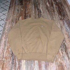 Champion Reverse Weave Sweatshirt Mens Medium Tan Crewneck Pullover Logo